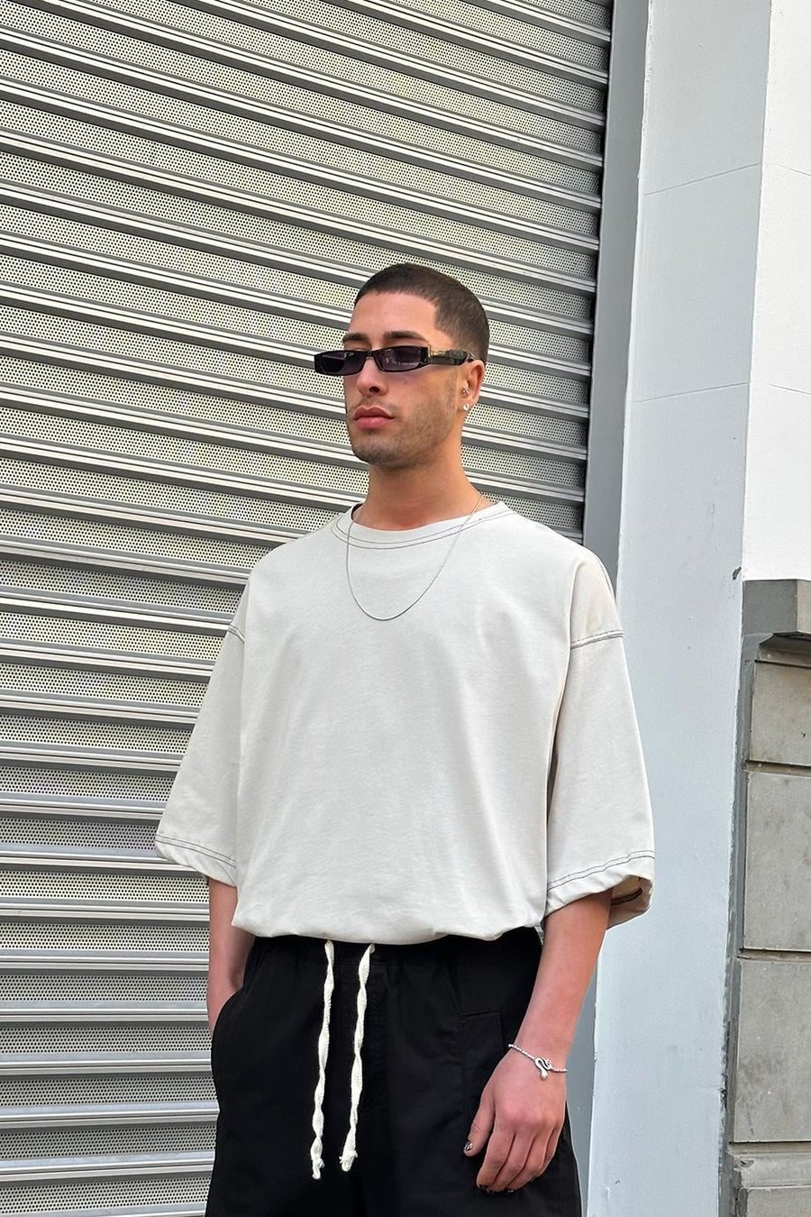 Krem Ters Dikiş Z9 BS Boxy Fit Oversize Tişört