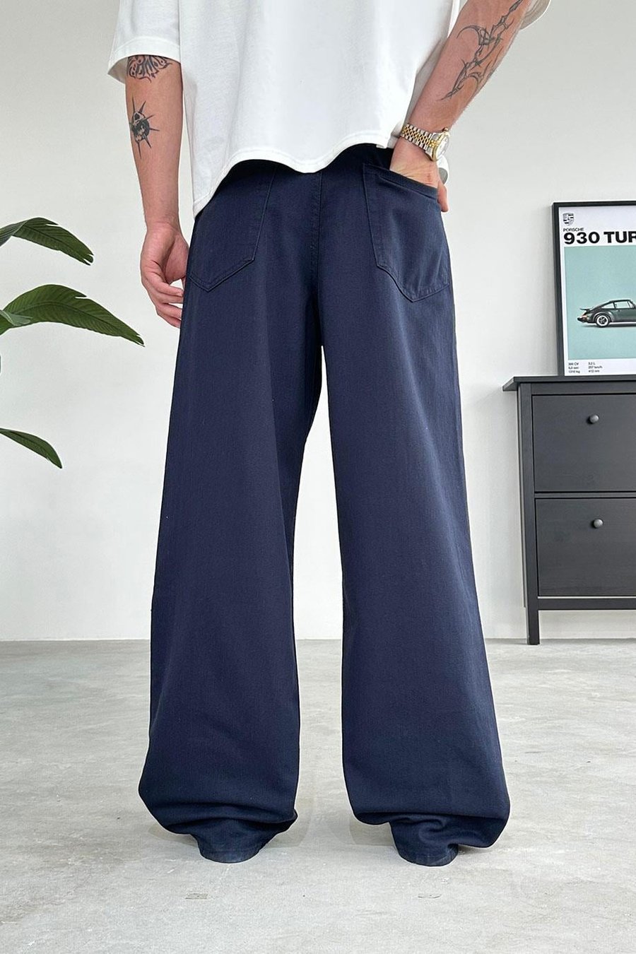 Lacivert Basic Ekstra Bol Baggy Pantolon