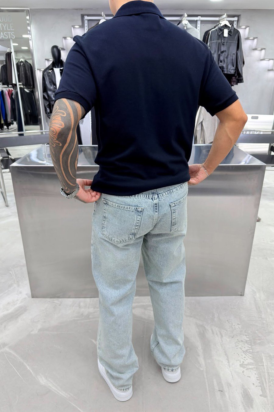 Lacivert Basic Premium Relaxed Polo Yaka Tişört
