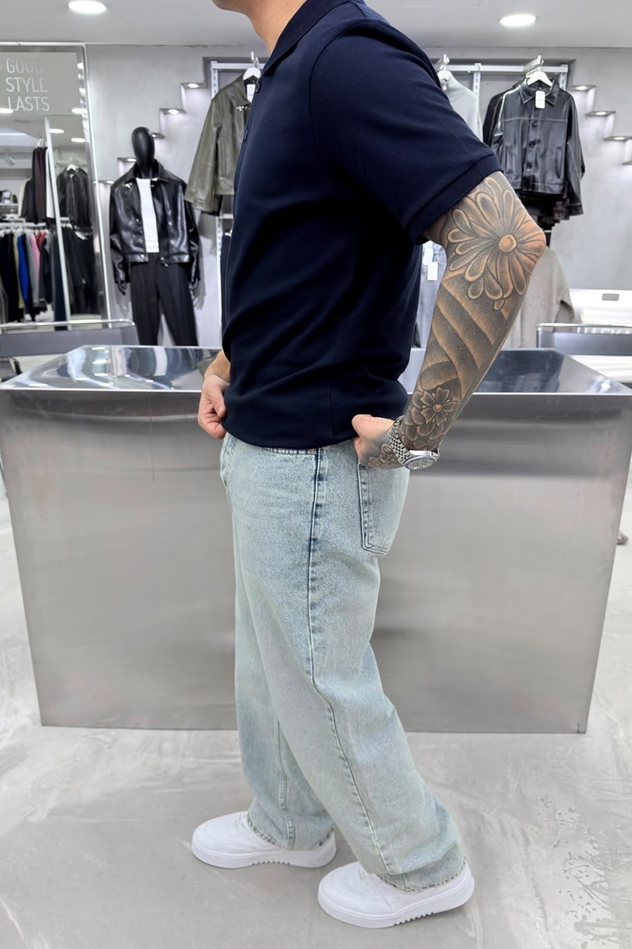 Lacivert Basic Premium Relaxed Polo Yaka Tişört
