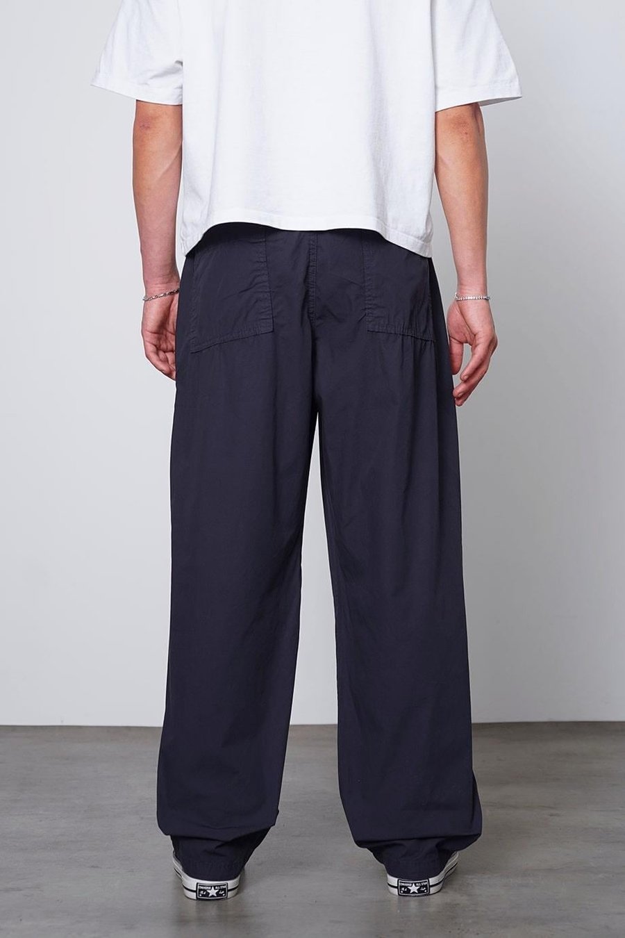 Lacivert Beli Lastikli İp Detay Basic Paraşüt L1 CH Baggy Pantolon