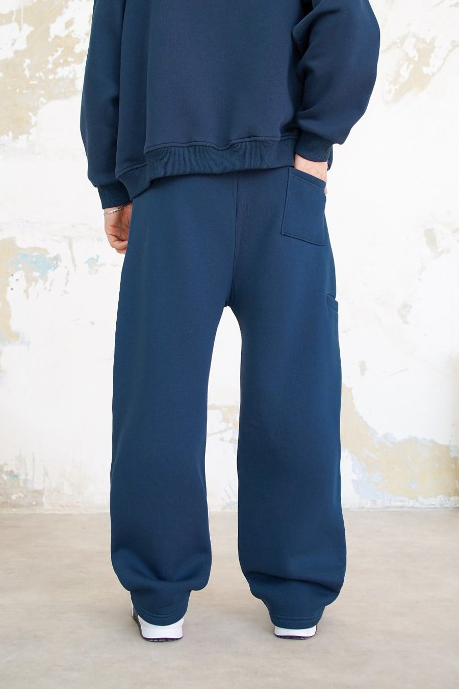 Lacivert Cozy Basic Pileli Baggy Eşofman