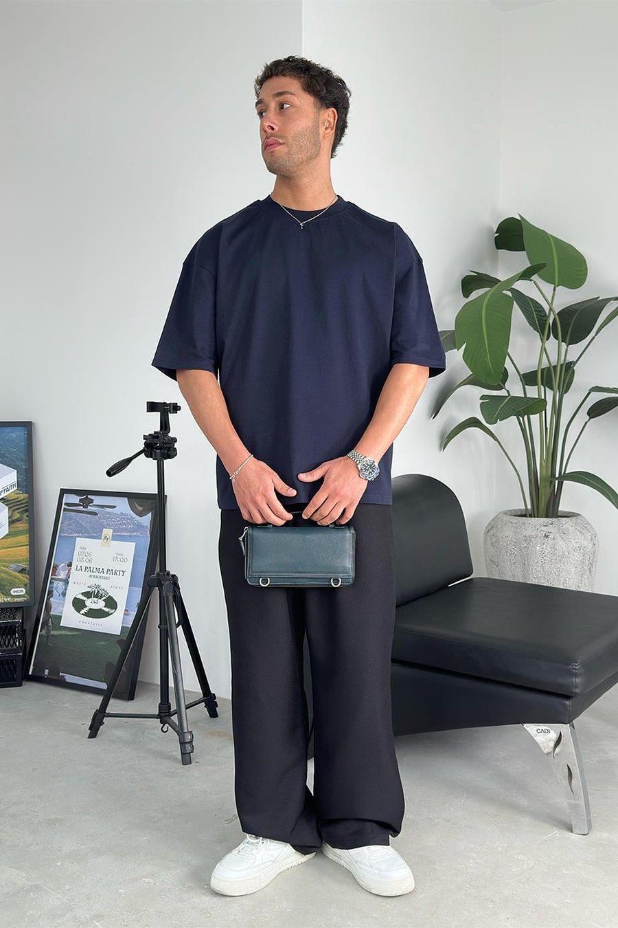 Lacivert Cozy Basic Soft Oversize Tişört