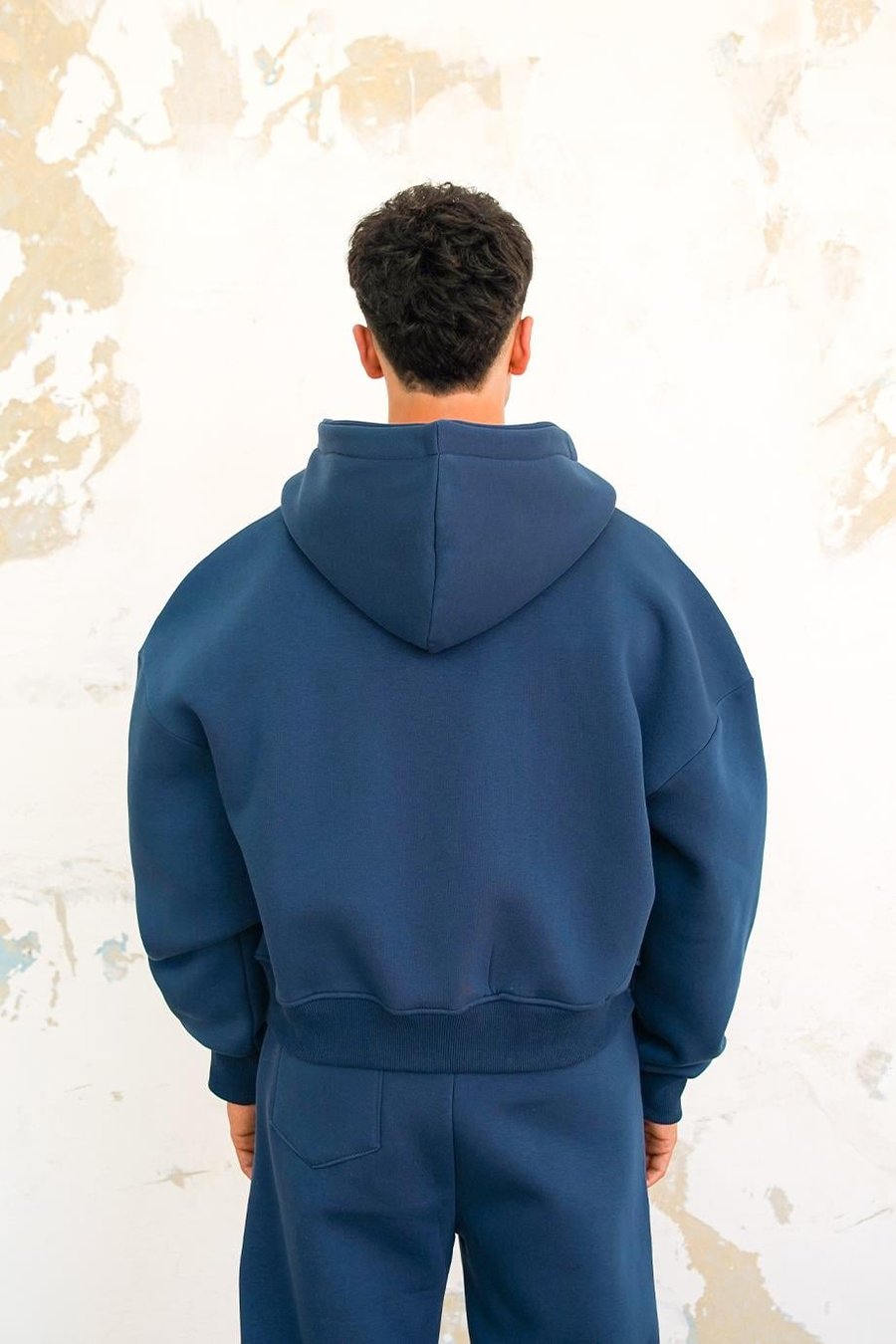 Lacivert Cozy Basic Tam Fermuar Oversize Sweatshirt