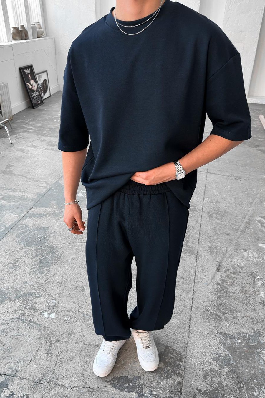 Lacivert Cozy Premium Oversize Tişört