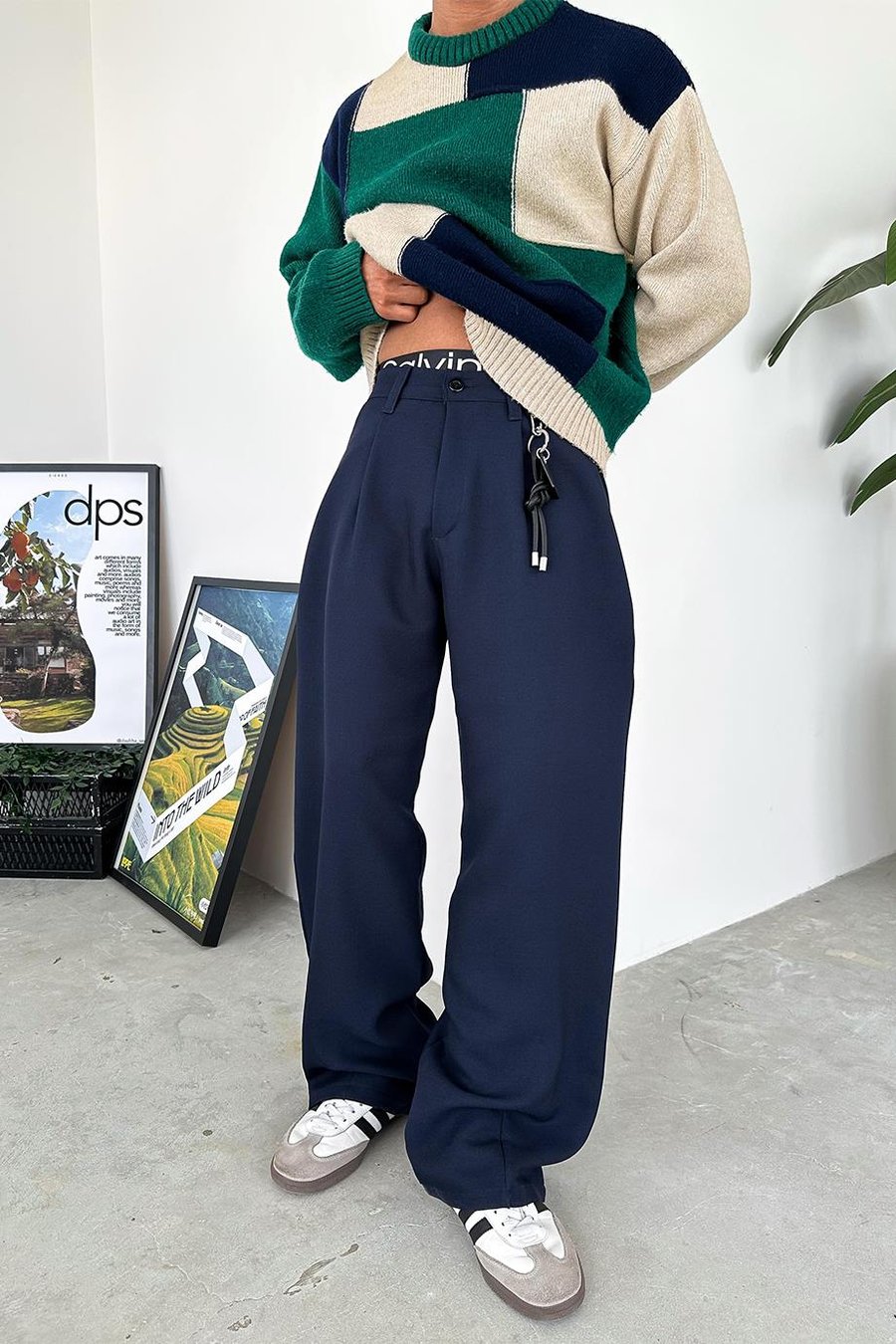 Lacivert Cozy Tasarım Kumaş Pantolon