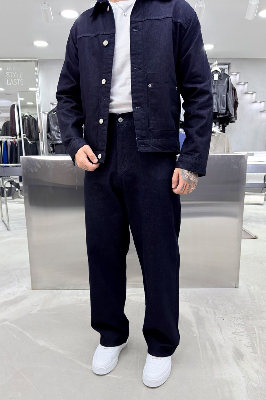 Lacivert Patch Detaylı Premium Kot Takım