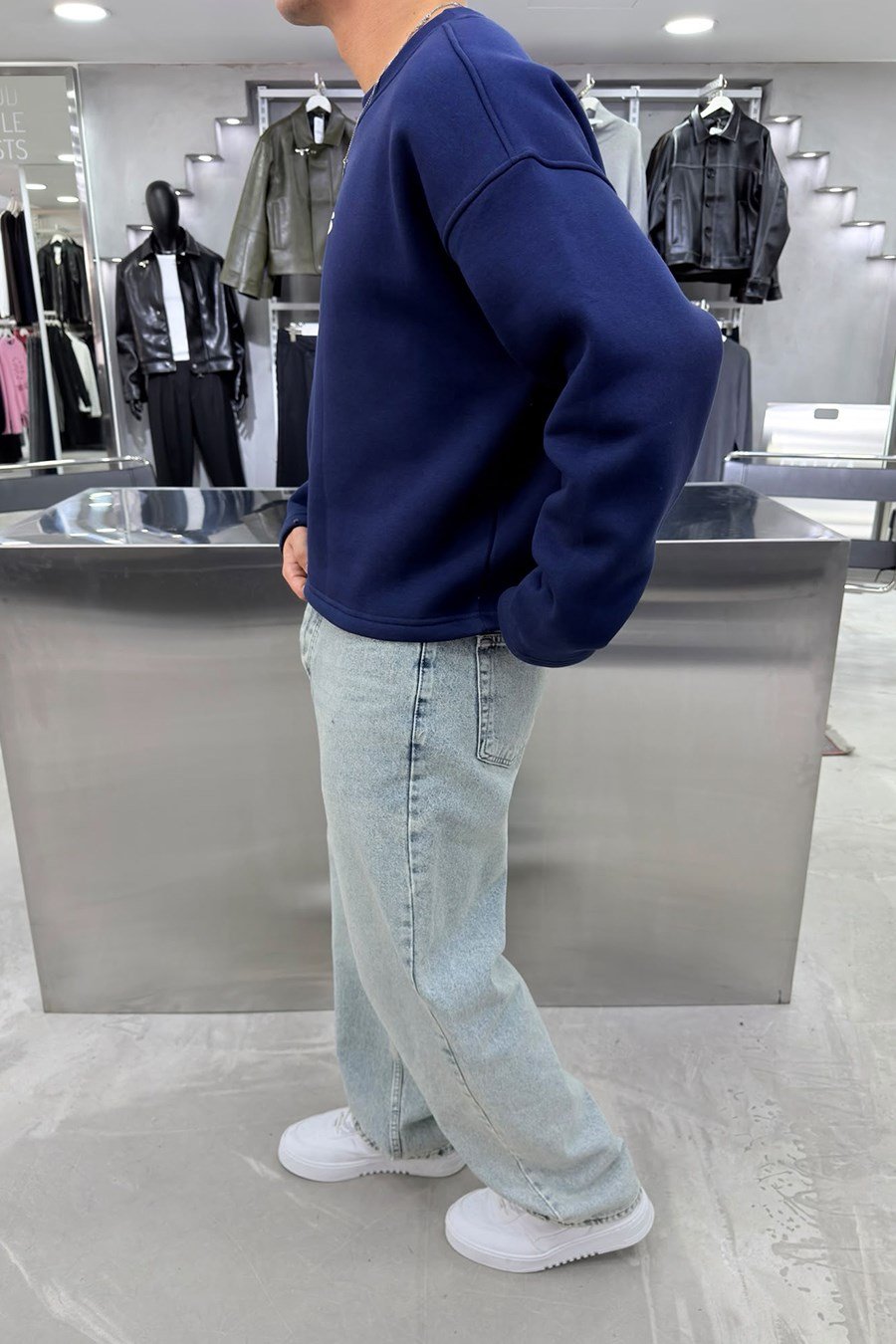Lacivert Studios Baskılı Boxy Fit Sweatshirt