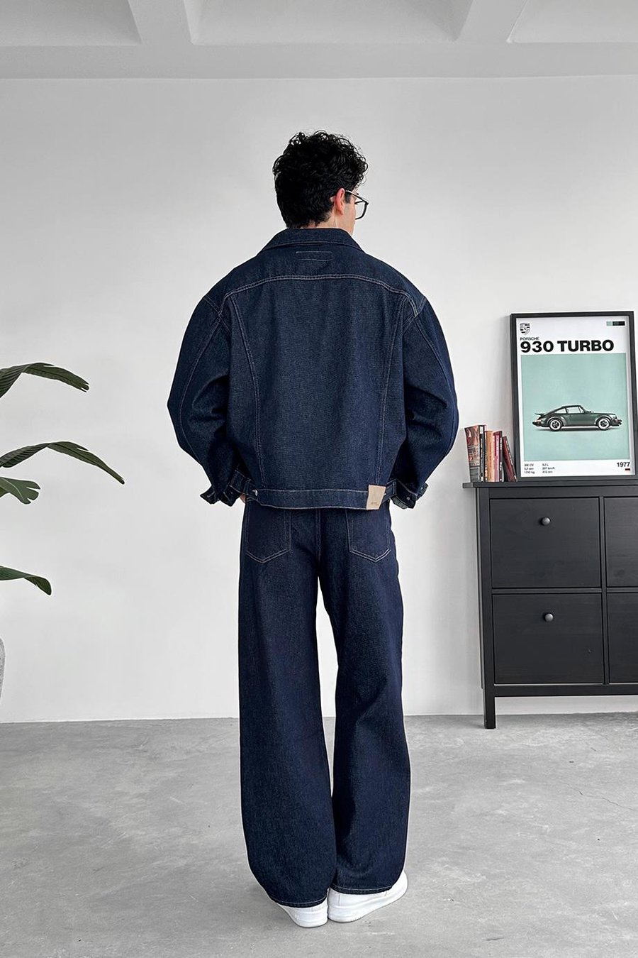 Lacivert Tasarım Cepli Oversize Kot Ceket
