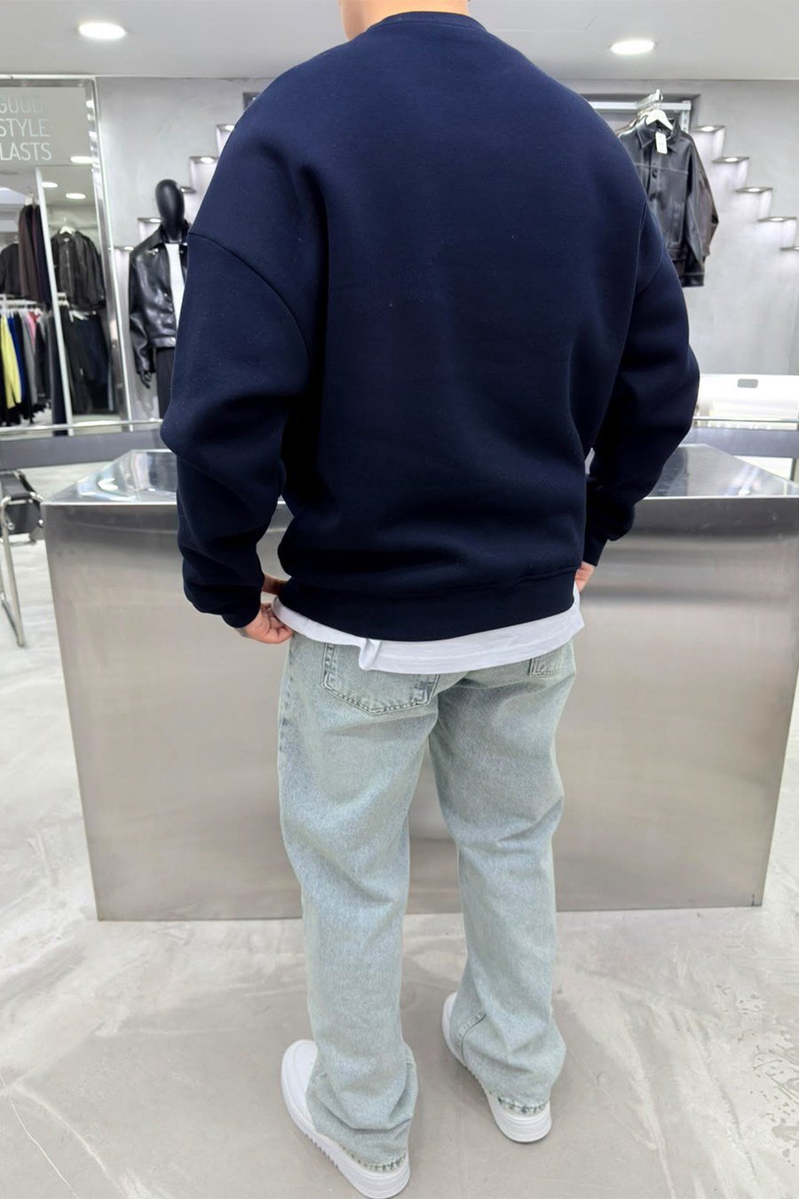 Lacivert Unkown Nakışlı Oversize Sweatshirt