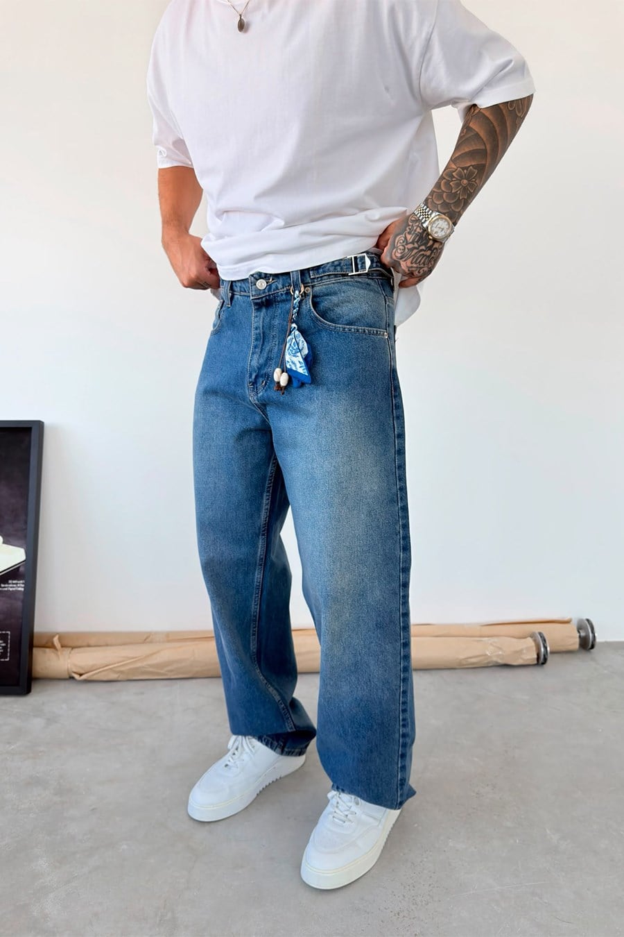 Mavi Aksesuar Detaylı Baggy Pantolon