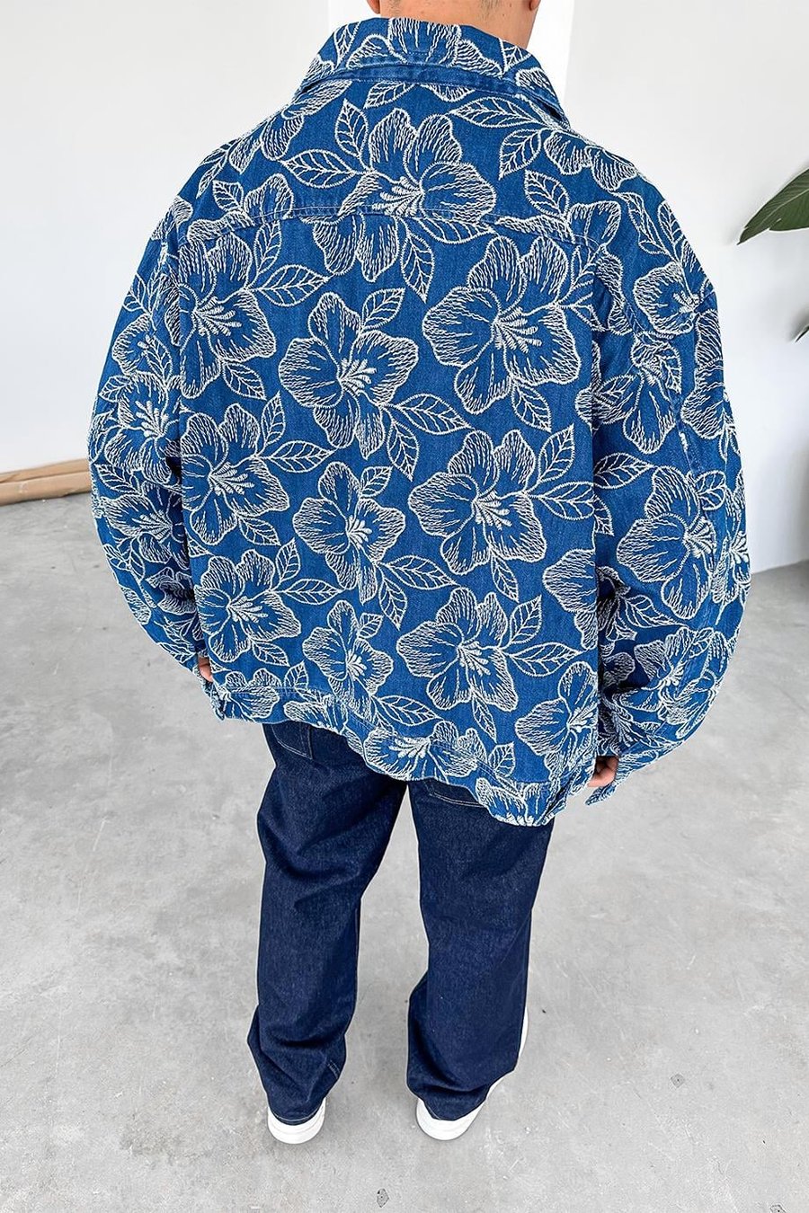 Mavi Flower Kabartma Detay Oversize Mevsimlik Ceket