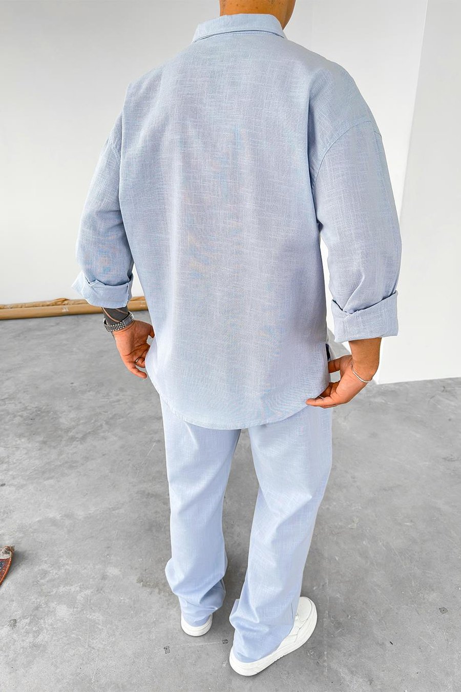 Mavi Premium Keten Basic Oversize Gömlek