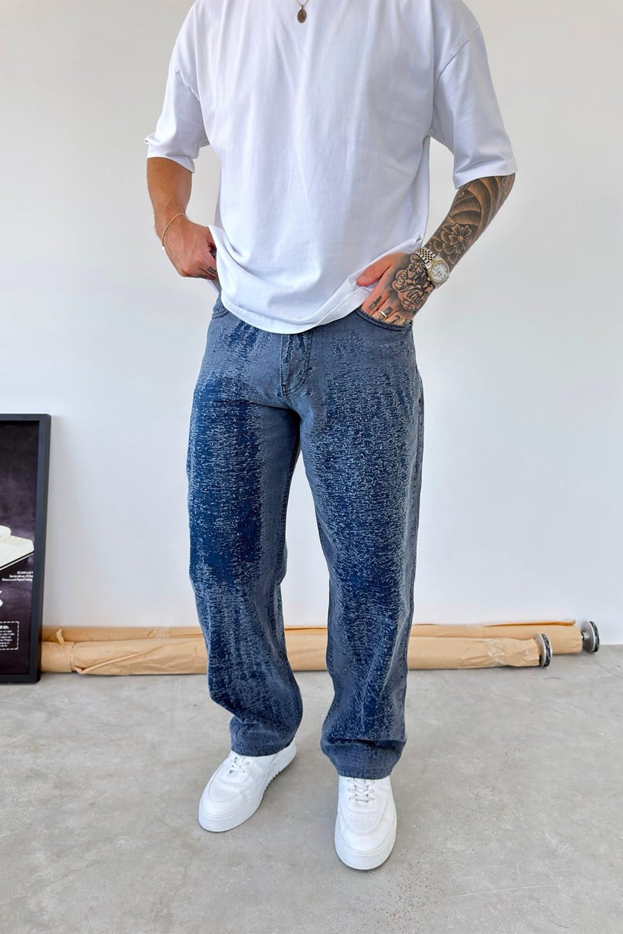 Mavi Premium Tasarım Baggy Pantolon