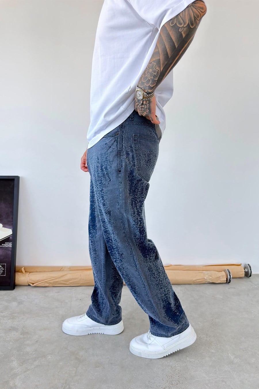 Mavi Premium Tasarım Baggy Pantolon
