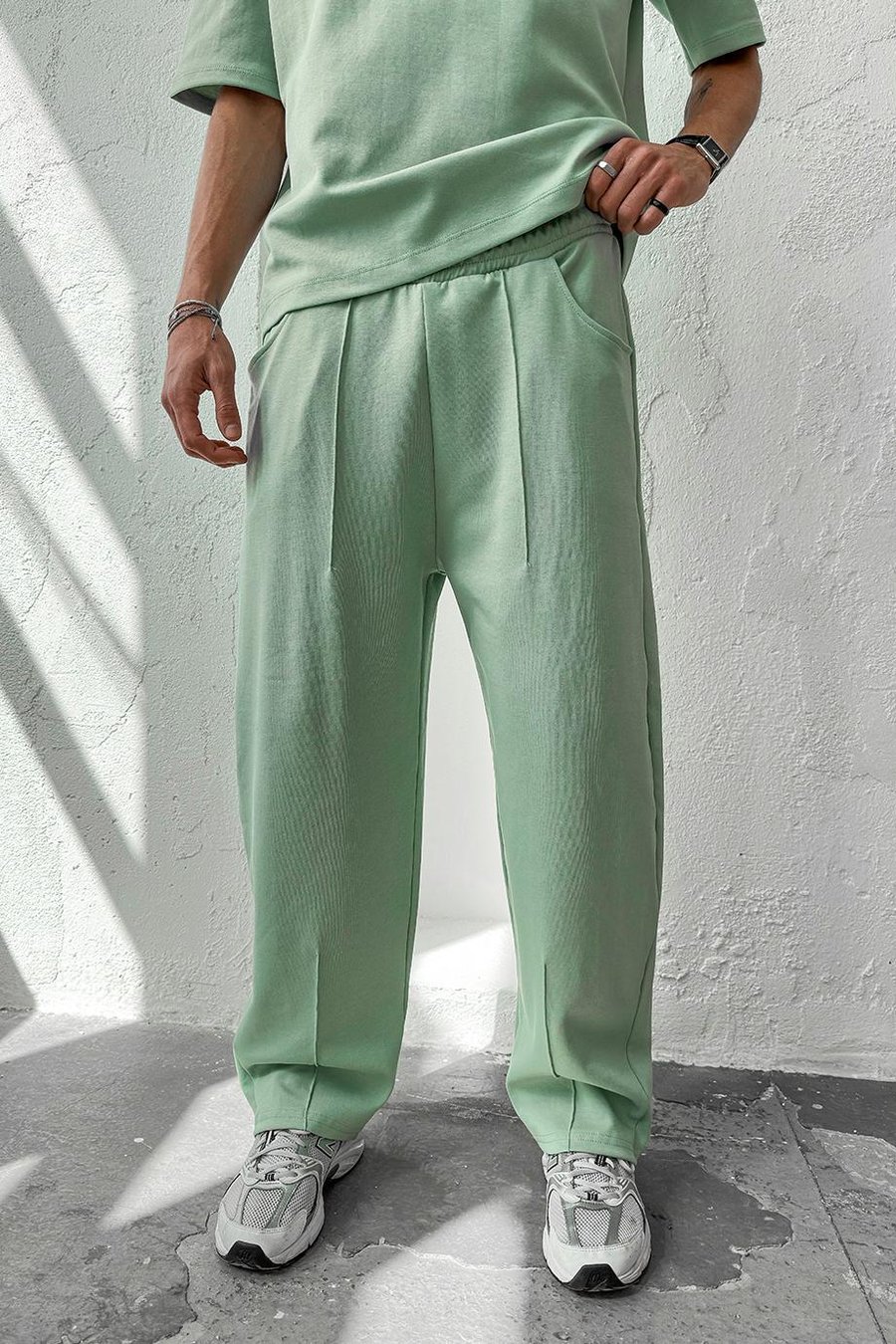 Mint Yeşili Cozy Premium Pileli Baggy Eşofman