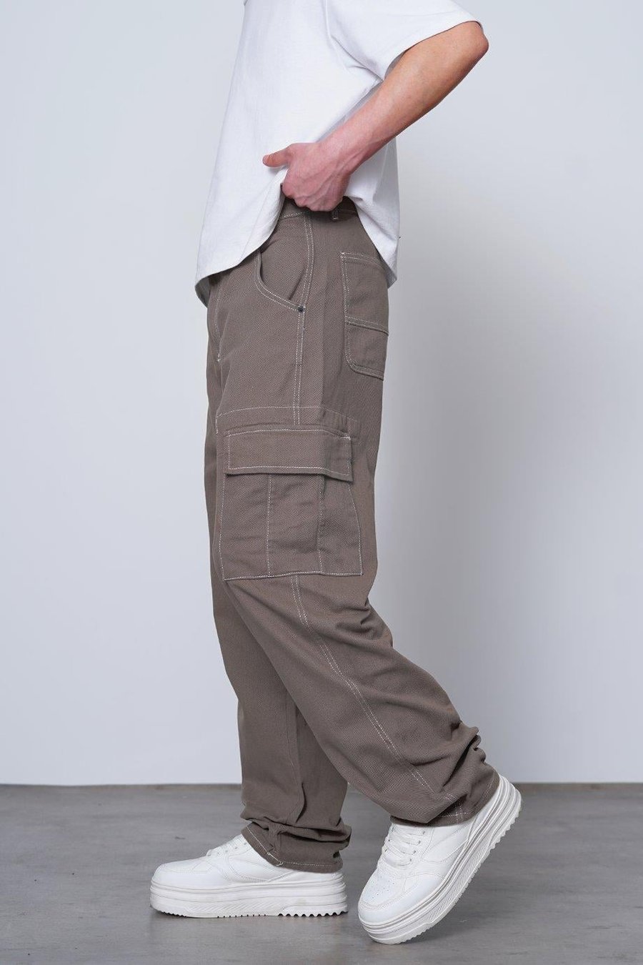 Mocha Double Cep Detay  Dikiş Kargo Baggy Pantolon