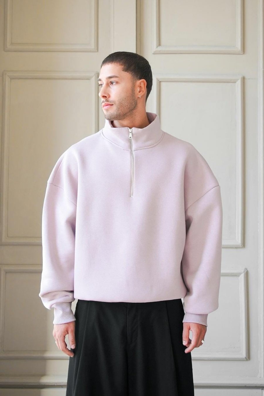 Mürdüm Cozy Basic Yarım Fermuar Oversize Sweatshirt