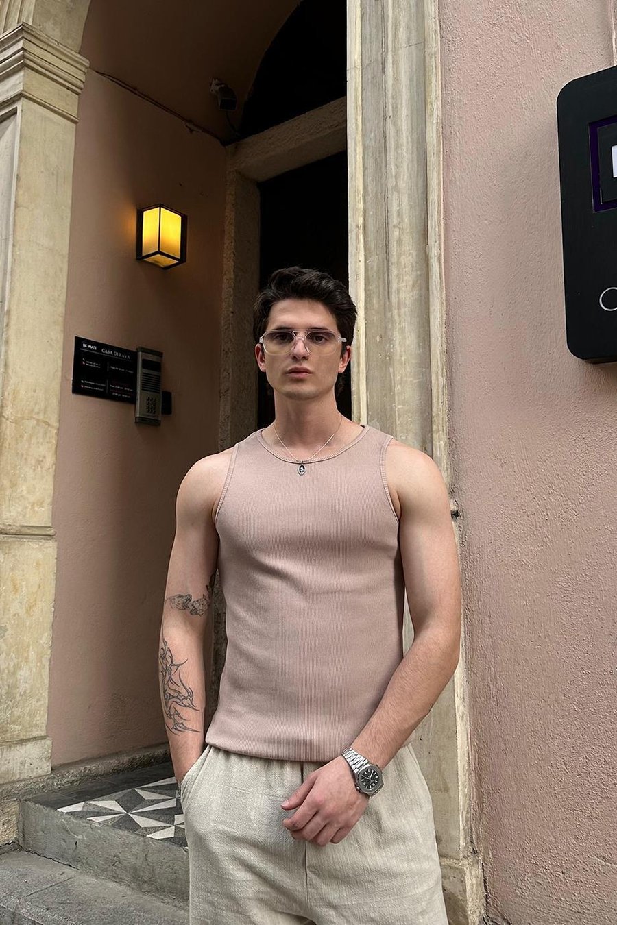 NUDE Basic Tank Top Full Likralı OP Erkek Atlet Tişört