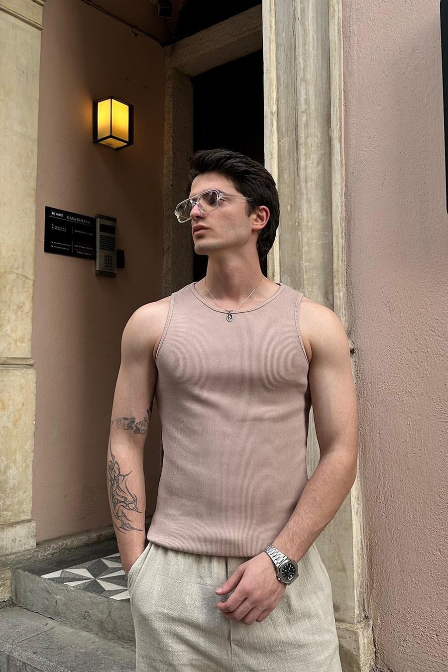 NUDE Basic Tank Top Full Likralı OP Erkek Atlet Tişört