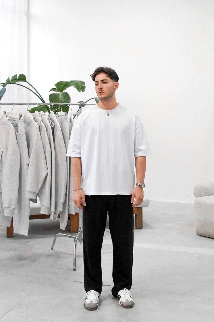Optik Beyaz Cozy Basic Oversize Tişört