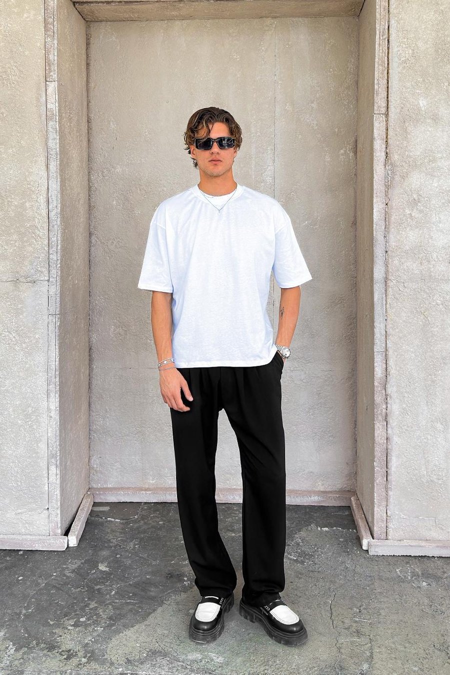 Optik Beyaz Cozy Basic Oversize Tişört