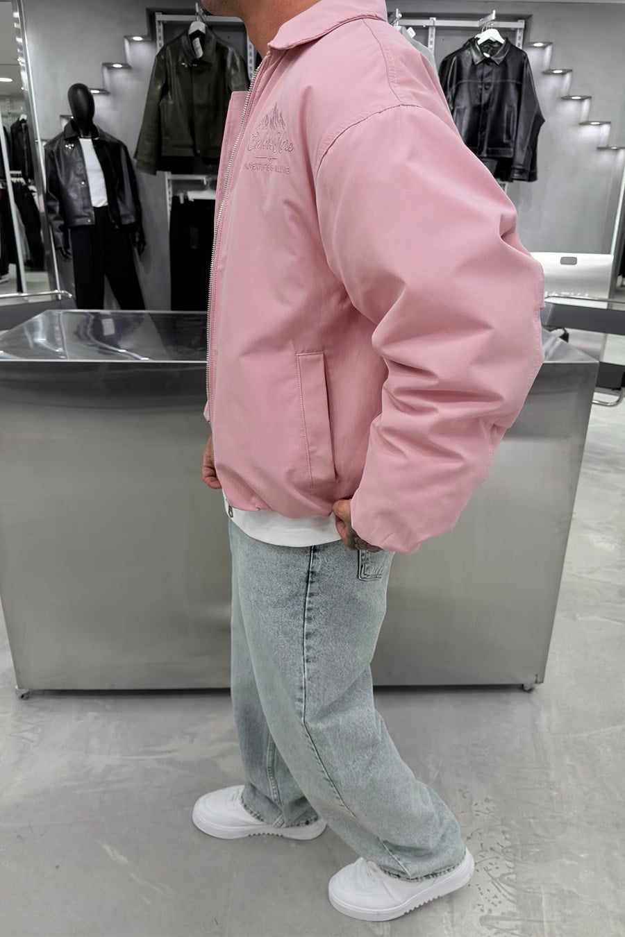 Pembe Explore Nakışlı Bomber Mont