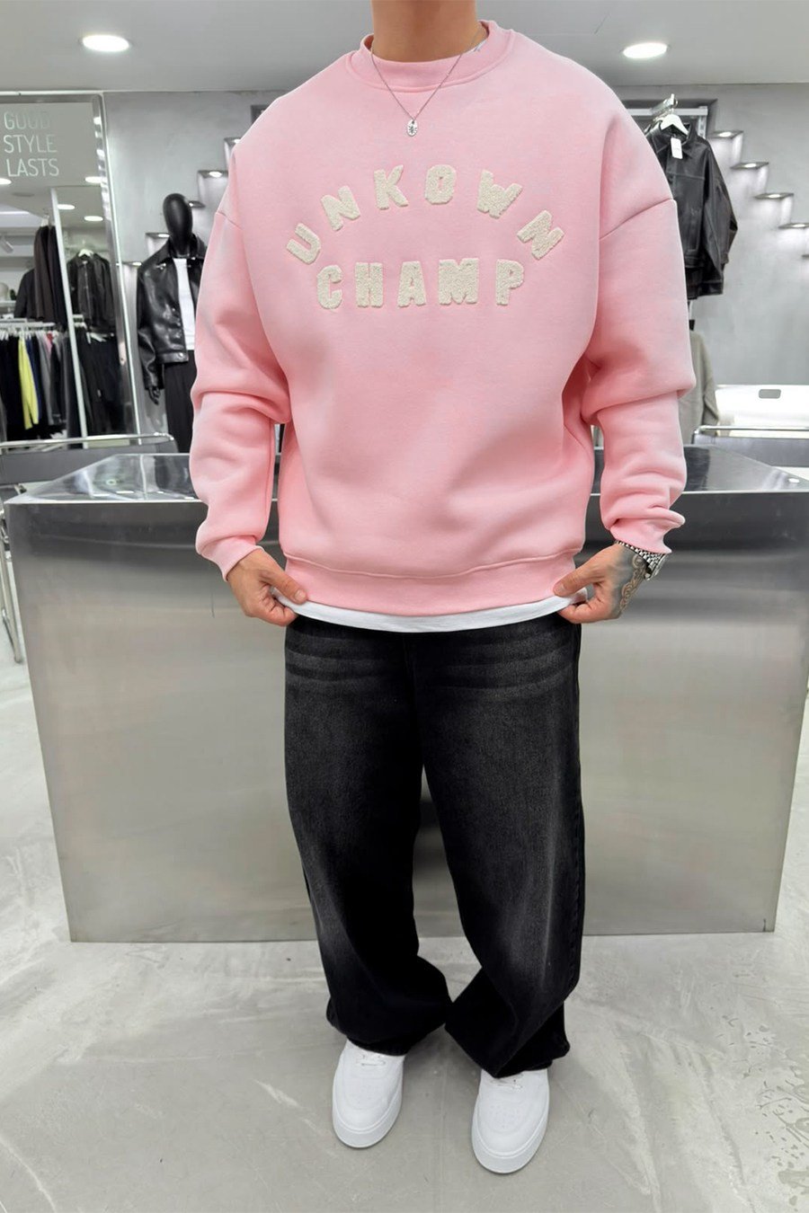 Pembe Unkown Nakışlı Oversize Sweatshirt