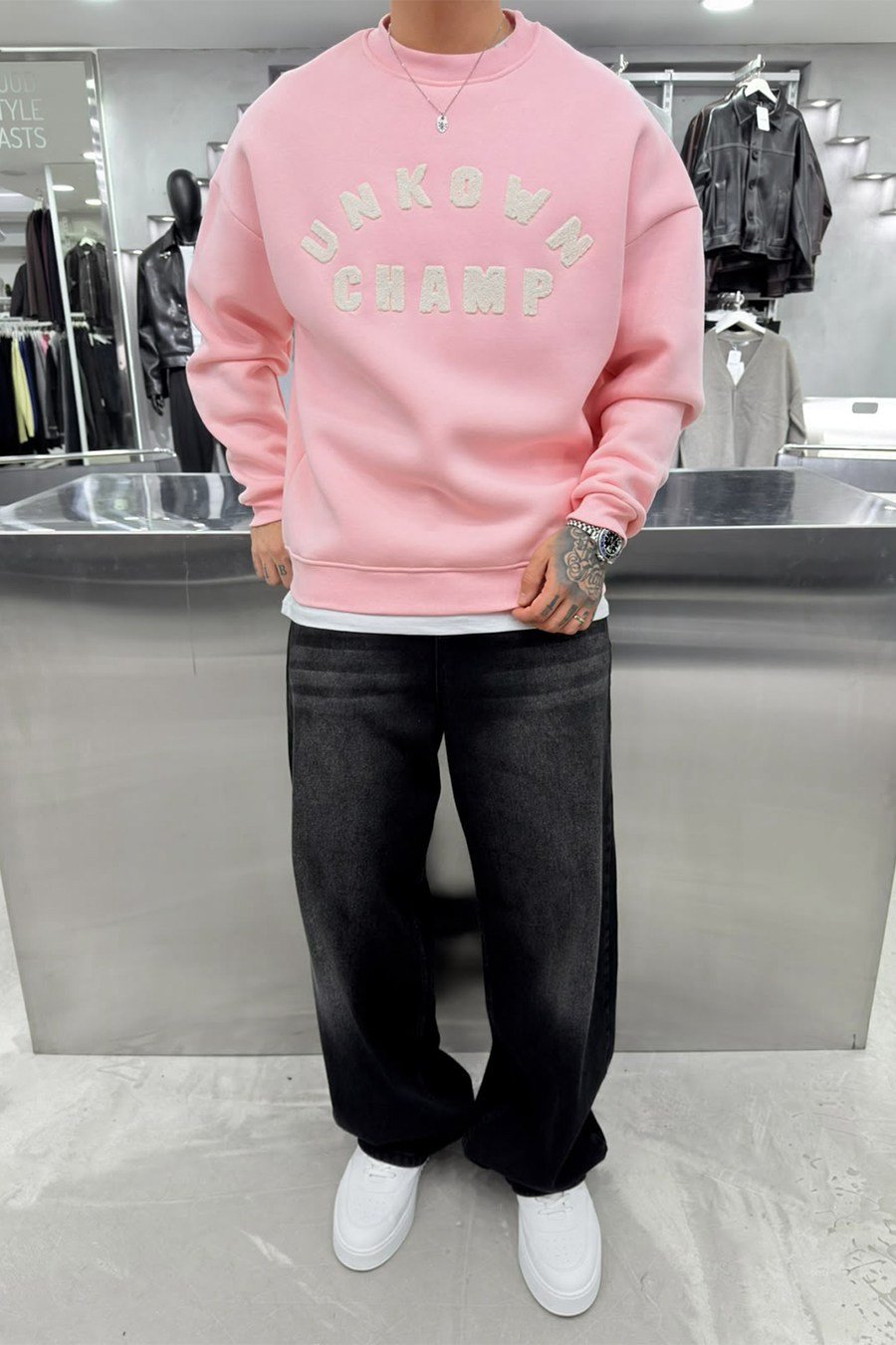 Pembe Unkown Nakışlı Oversize Sweatshirt