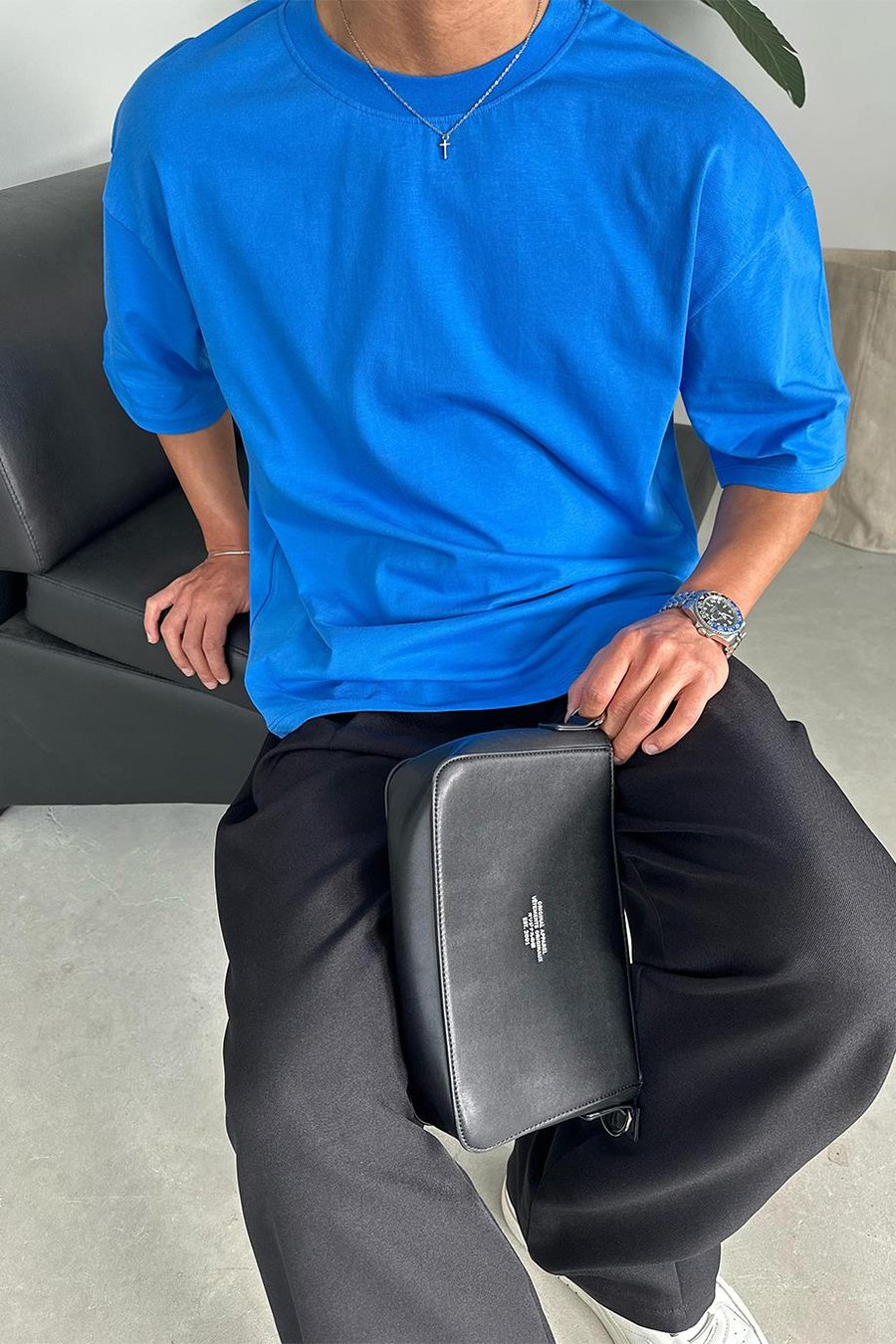 Saks Mavi Cozy Basic Soft Oversize Tişört