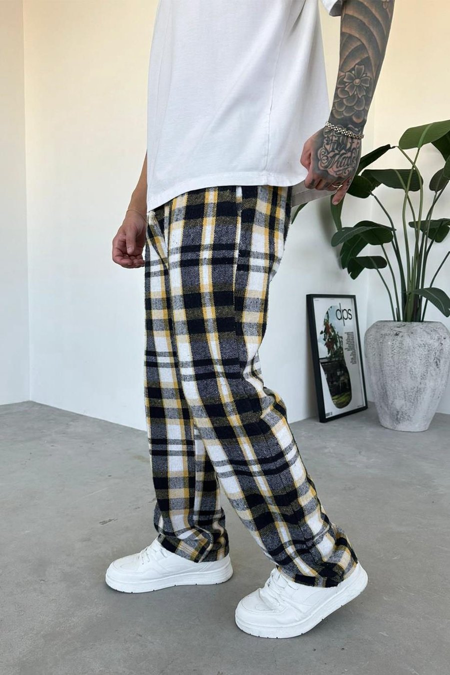 Sarı Çizgili Unisex Relaxed Pijama