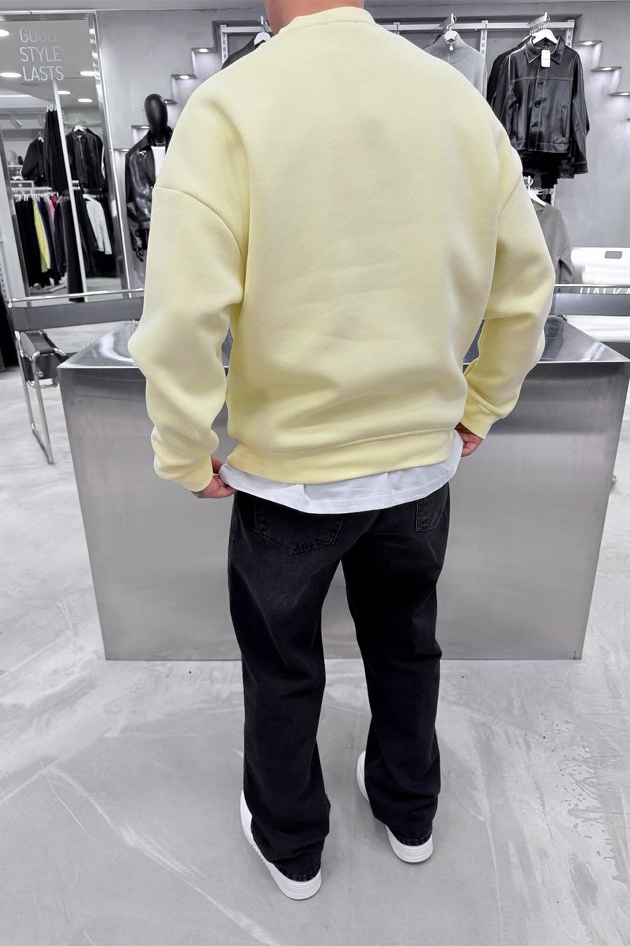 Sarı Half Nakışlı Oversize Sweatshirt