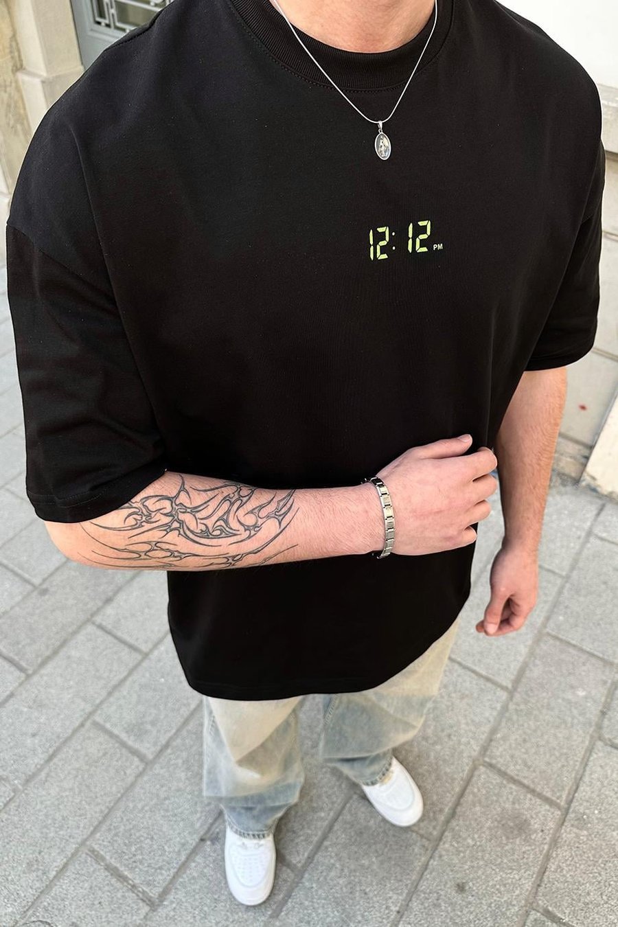 SİYAH 12:12 PM Oversize Tişört
