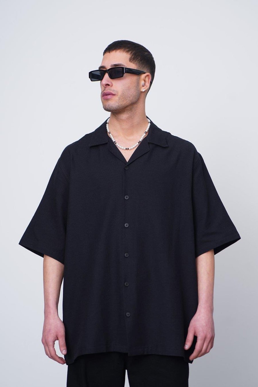 SİYAH Antik Kabartma Detay CH Oversize Gömlek