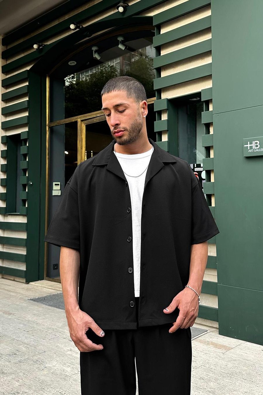 SİYAH Basic B4 DAD Boxy Fit Oversize Gömlek