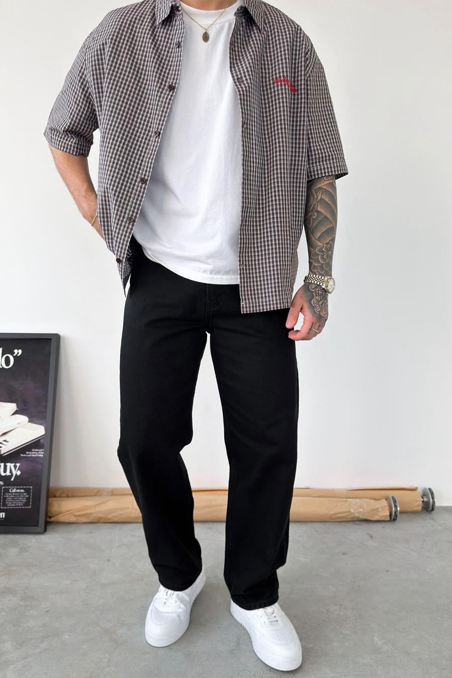 Siyah Basic Baggy Fit Pantolon