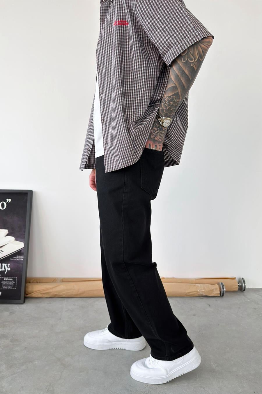 Siyah Basic Baggy Fit Pantolon