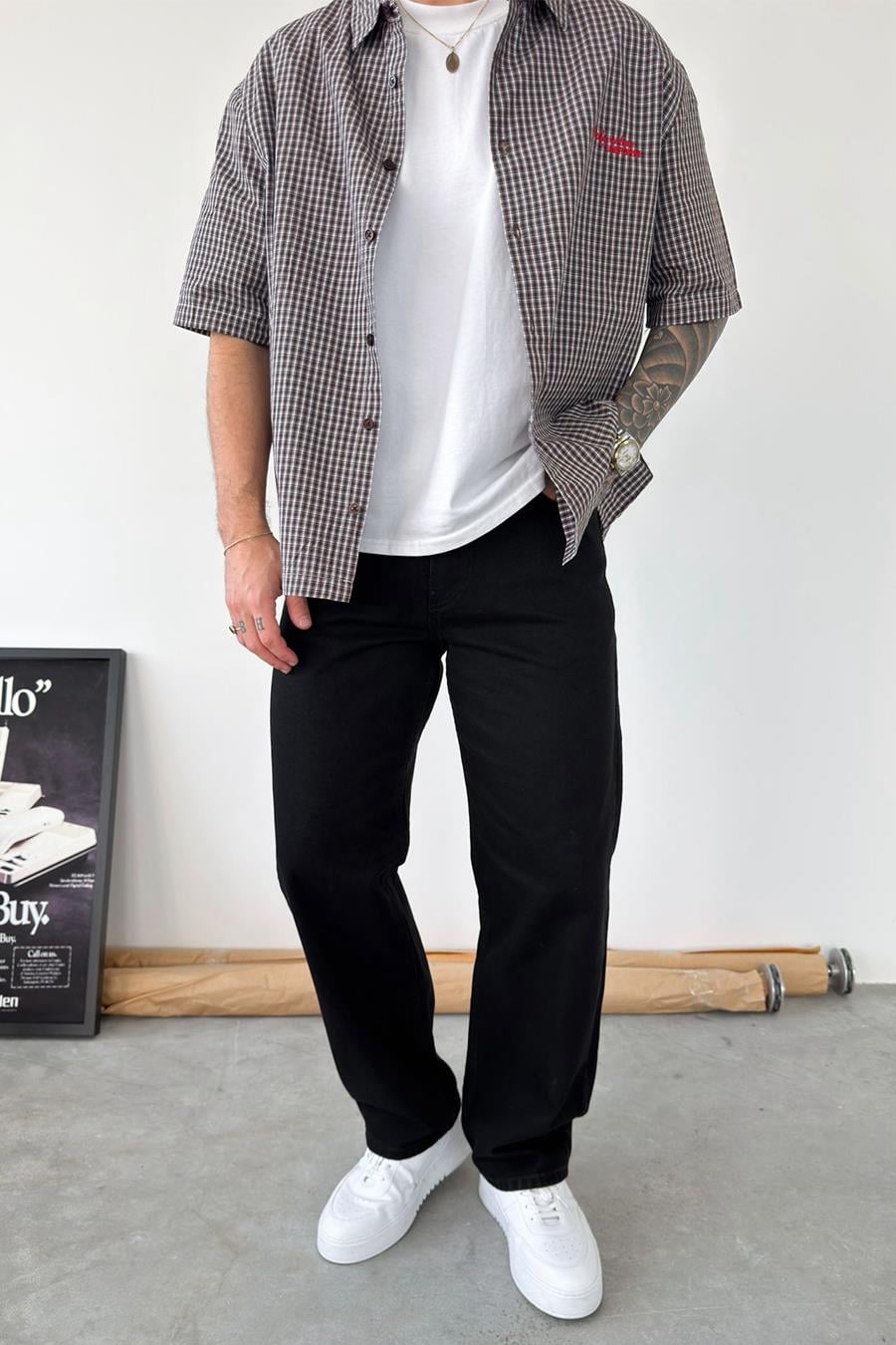 Siyah Basic Baggy Fit Pantolon