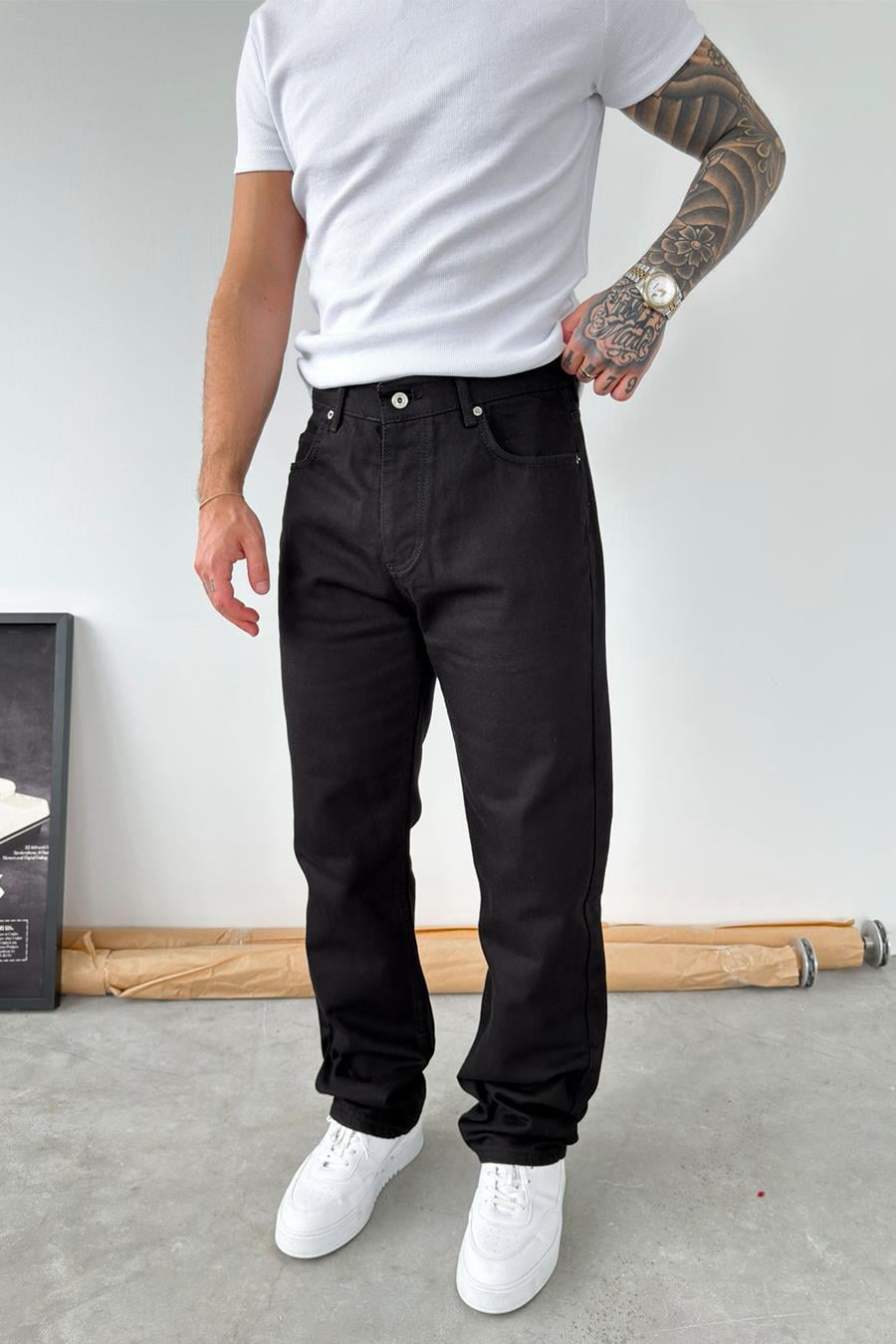 Siyah Basic Baggy Pantolon