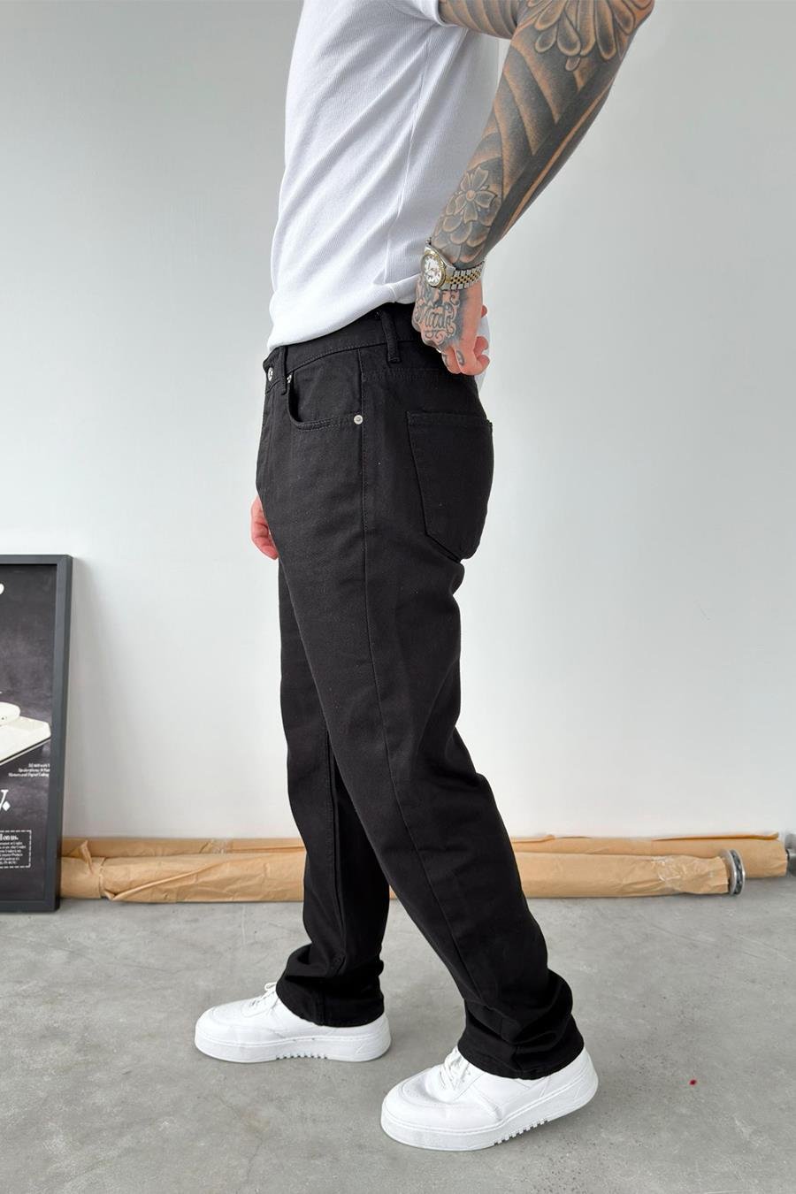 Siyah Basic Baggy Pantolon