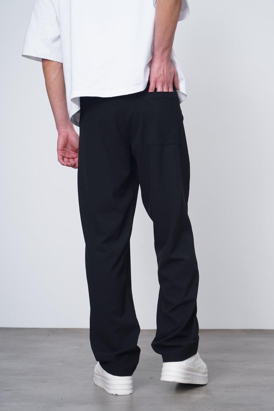 SİYAH Basic Beli Lastikli Kumaş EL Baggy Pantolon