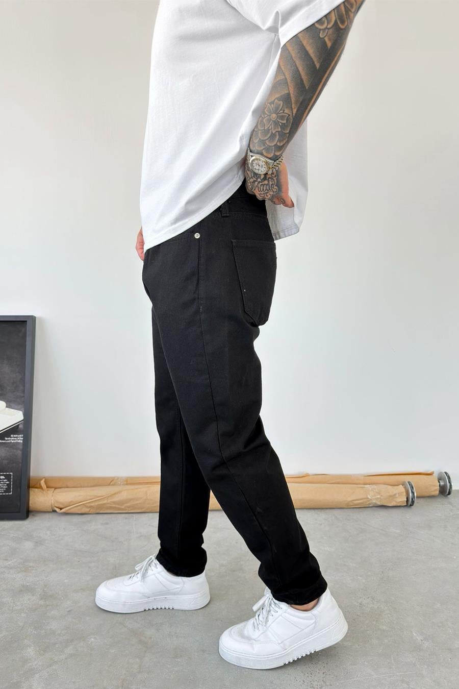 Siyah Basic Boyfriend Pantolon