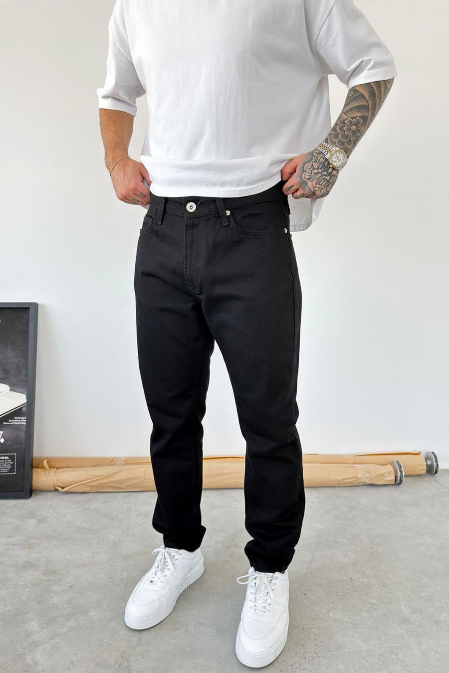 Siyah Basic Boyfriend Pantolon