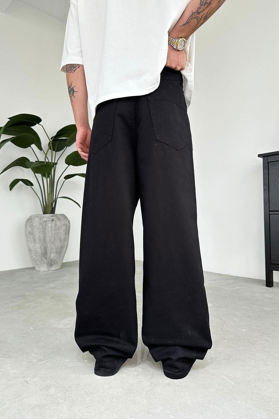 Siyah Basic Ekstra Bol Baggy Pantolon