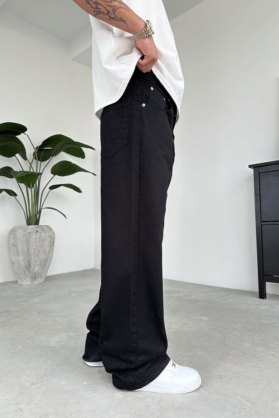 Siyah Basic Ekstra Bol Baggy Pantolon