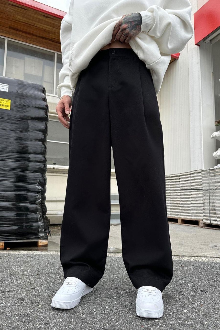 SİYAH Basic Gabardin 1A GD Baggy Pantolon