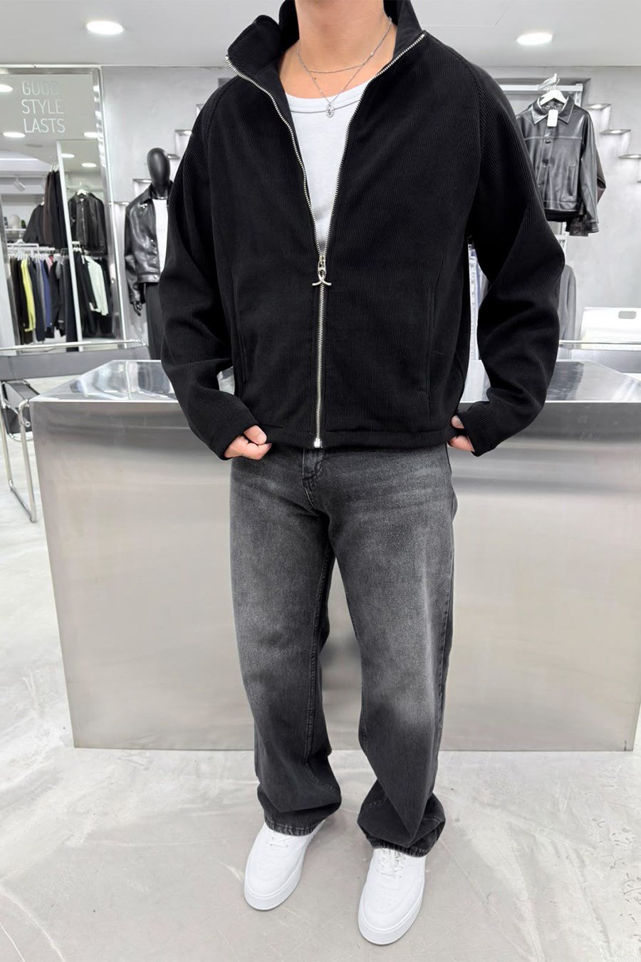 Siyah Basic Kadife Boxy Fit Ceket