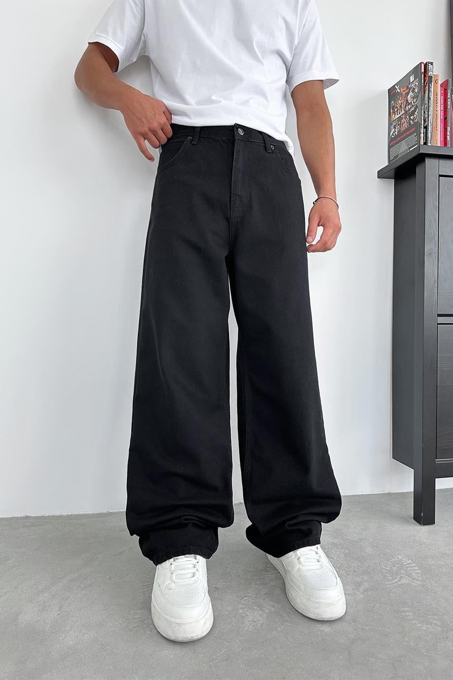Siyah Basic Old School Baggy Pantolon