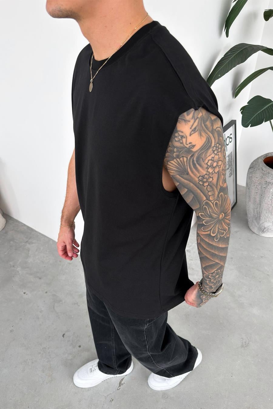 Siyah Basic Oversize Atlet