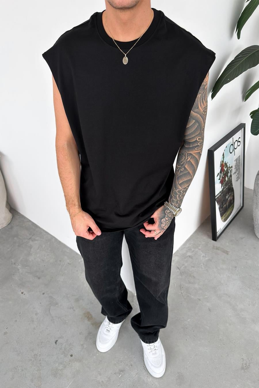 Siyah Basic Oversize Atlet